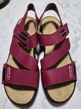 Adjustable Strappy Burgundy Red Leather Sandals